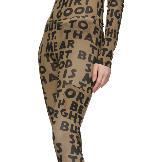 MM6 Maison Margiela Logo Print Leggings - Beige