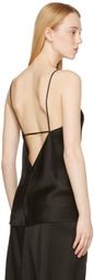 Victoria Beckham Black Satin Cami Tank Top