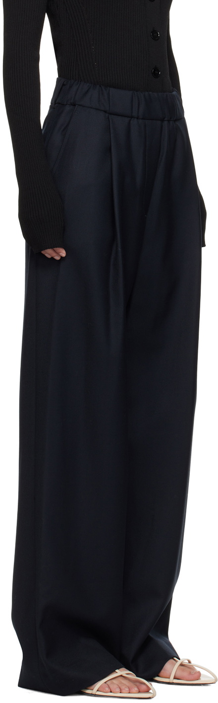 Recto Navy Pleated Trousers