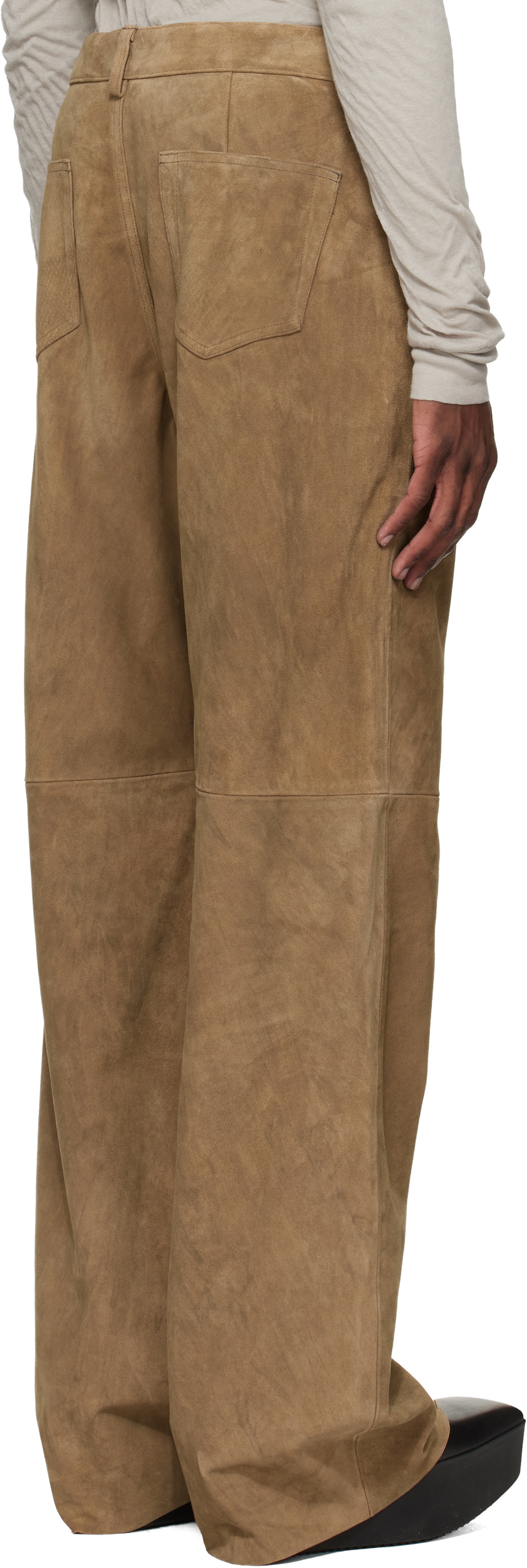 Rick Owens Brown Temple Geth Suede Pants