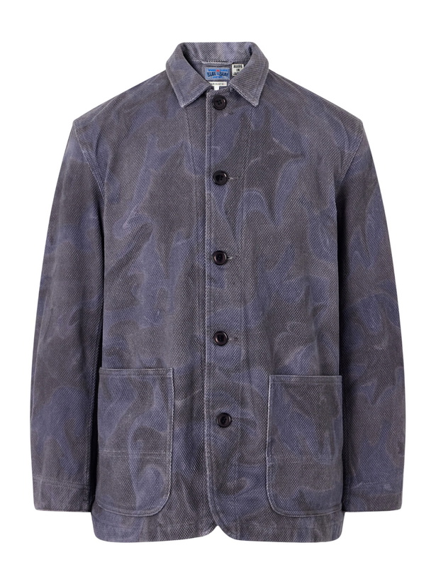 Photo: Blue Blue Japan - Coverall Sumi Nagashi Cotton-Sashiko Jacket - Blue