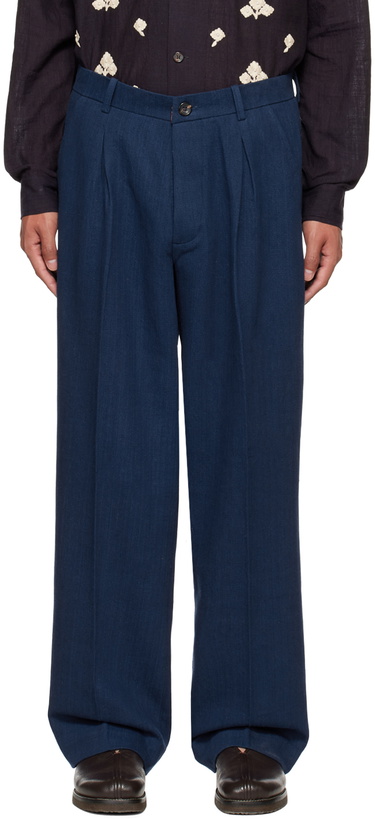 Photo: Karu Research Indigo Pleated Trousers