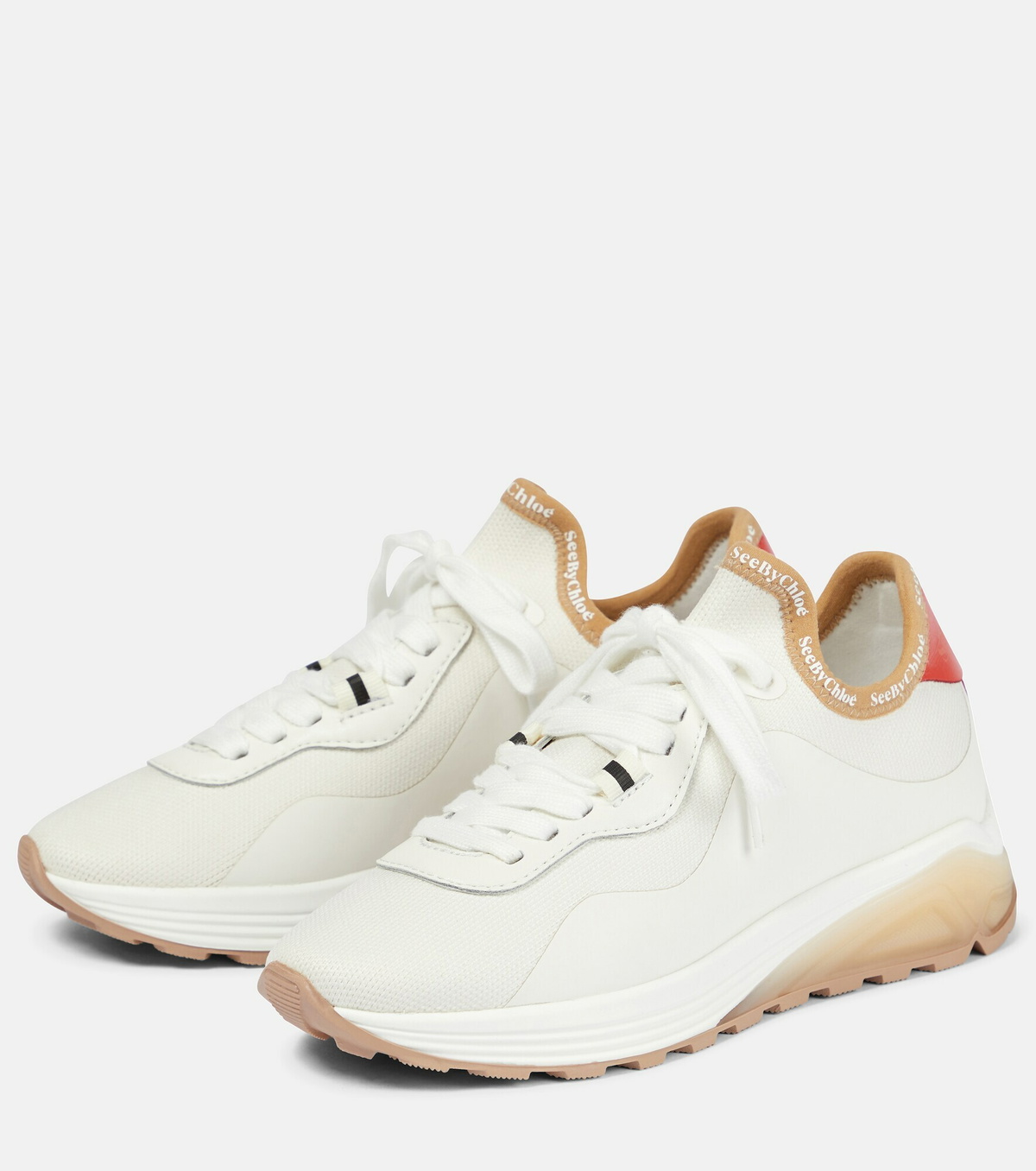 【関税込み】See by Chloe ホワイト Brett スニーカー See By Chloe - Brett leather-trimmed sneakers See by Chloe