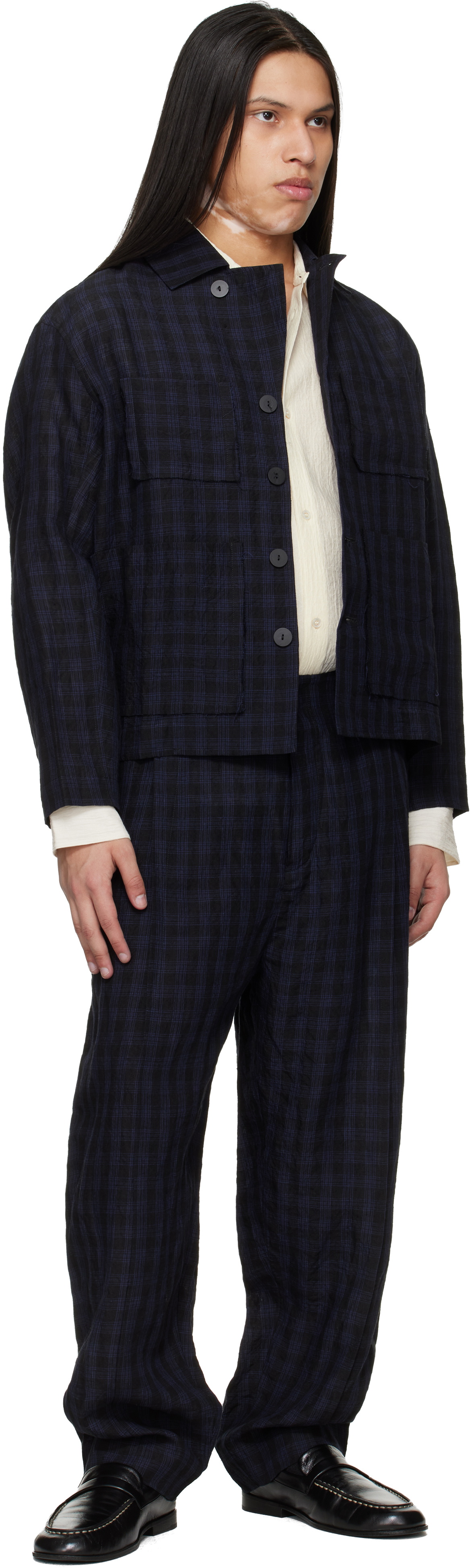 Toogood Black & Blue 'The Librarian' Trousers