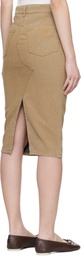 MM6 Maison Margiela Beige Coated Denim Midi Skirt