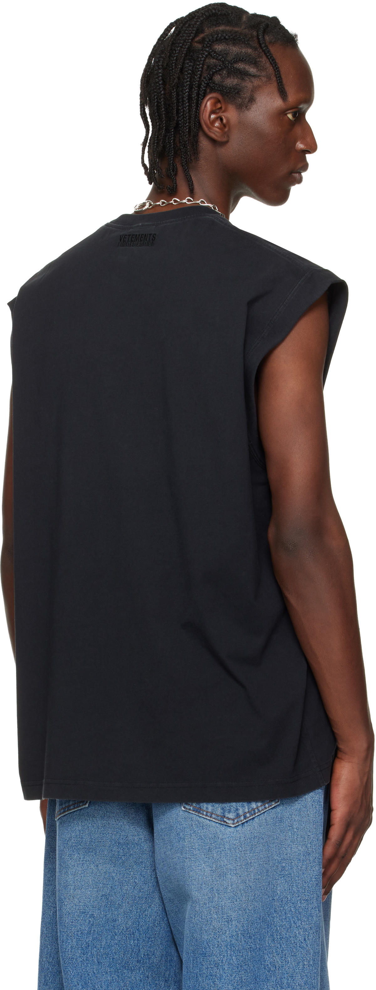 VETEMENTS Black Cross Logo Sleeveless Top