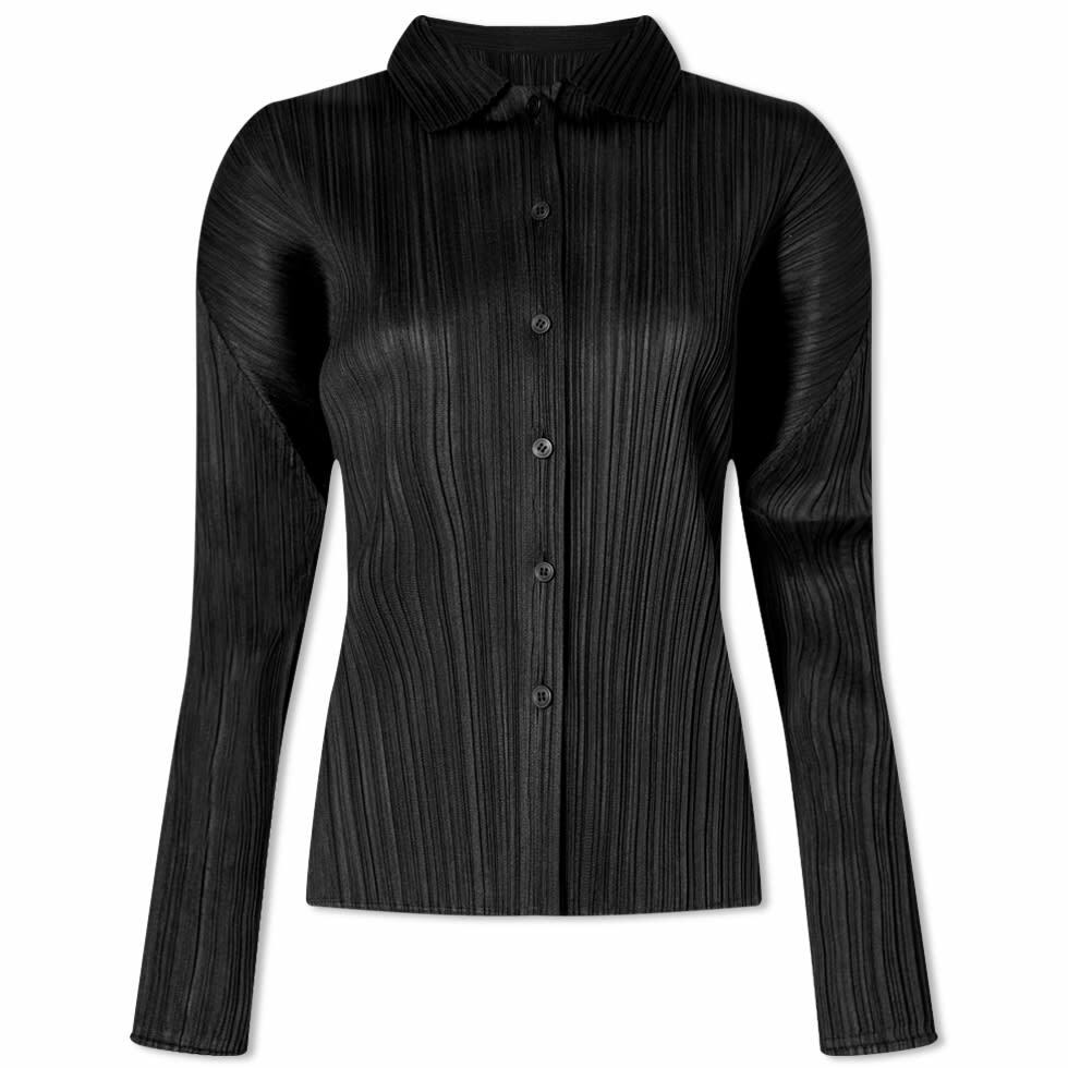 PLEATS PLEASE ISSEY Line print pleated collarless blouse cardigan PP71-J0553 Gray orange 3 main image 1