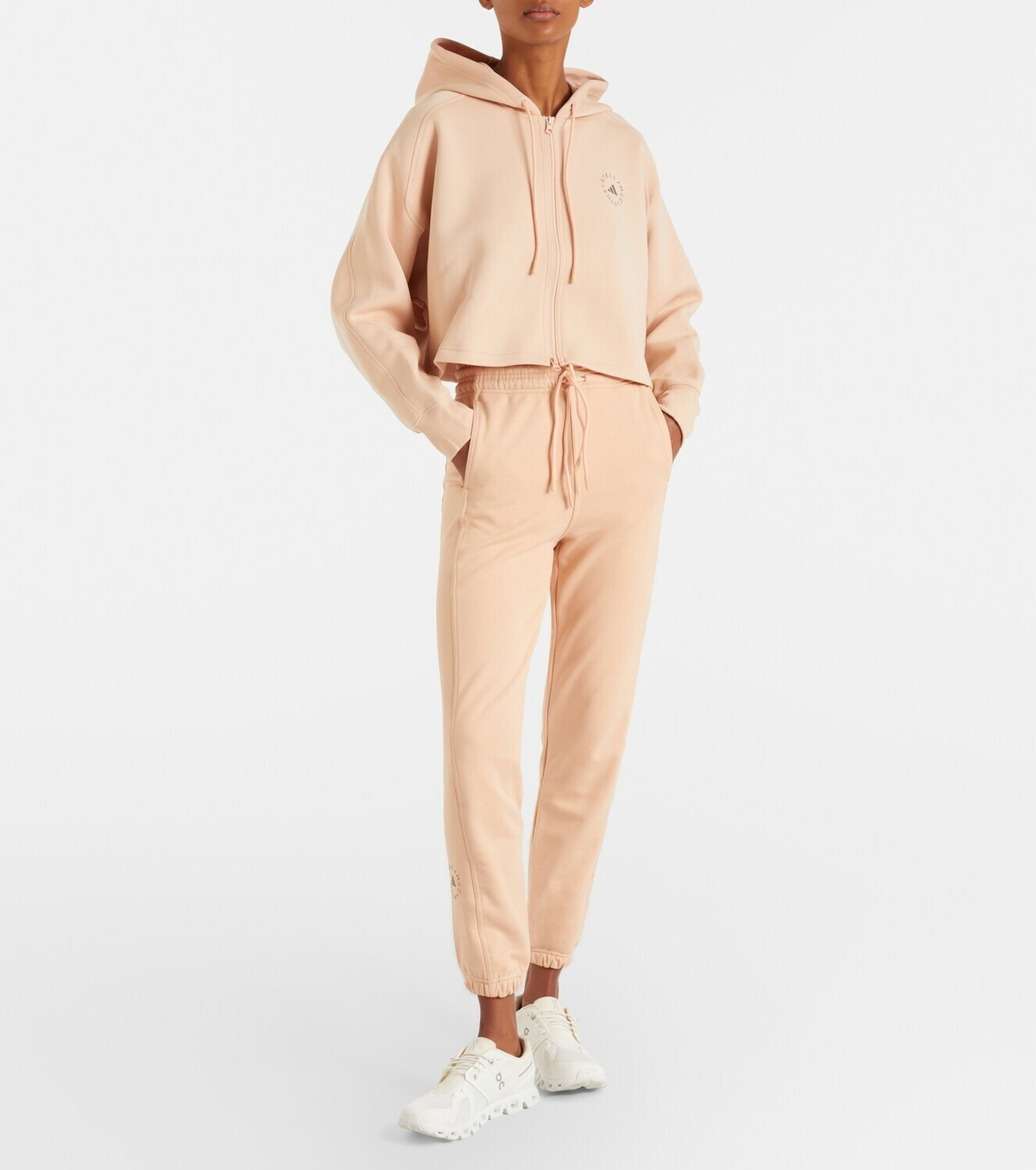 Adidas by Stella McCartney Cropped cotton-blend hoodie