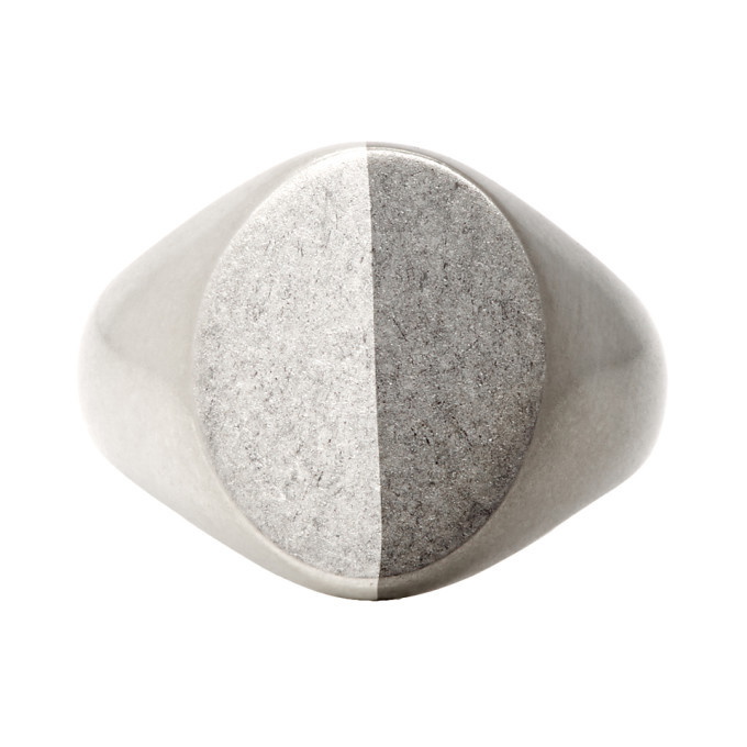 Photo: Maison Margiela Silver and Black Dual Signet Ring