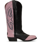 Helmut Lang Black and Pink Sarah Morris Edition Cowboy Boots