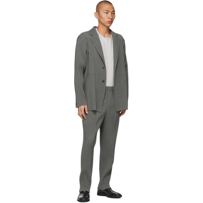 Homme Plisse Issey Miyake Grey Wool Like Light Trousers Homme 