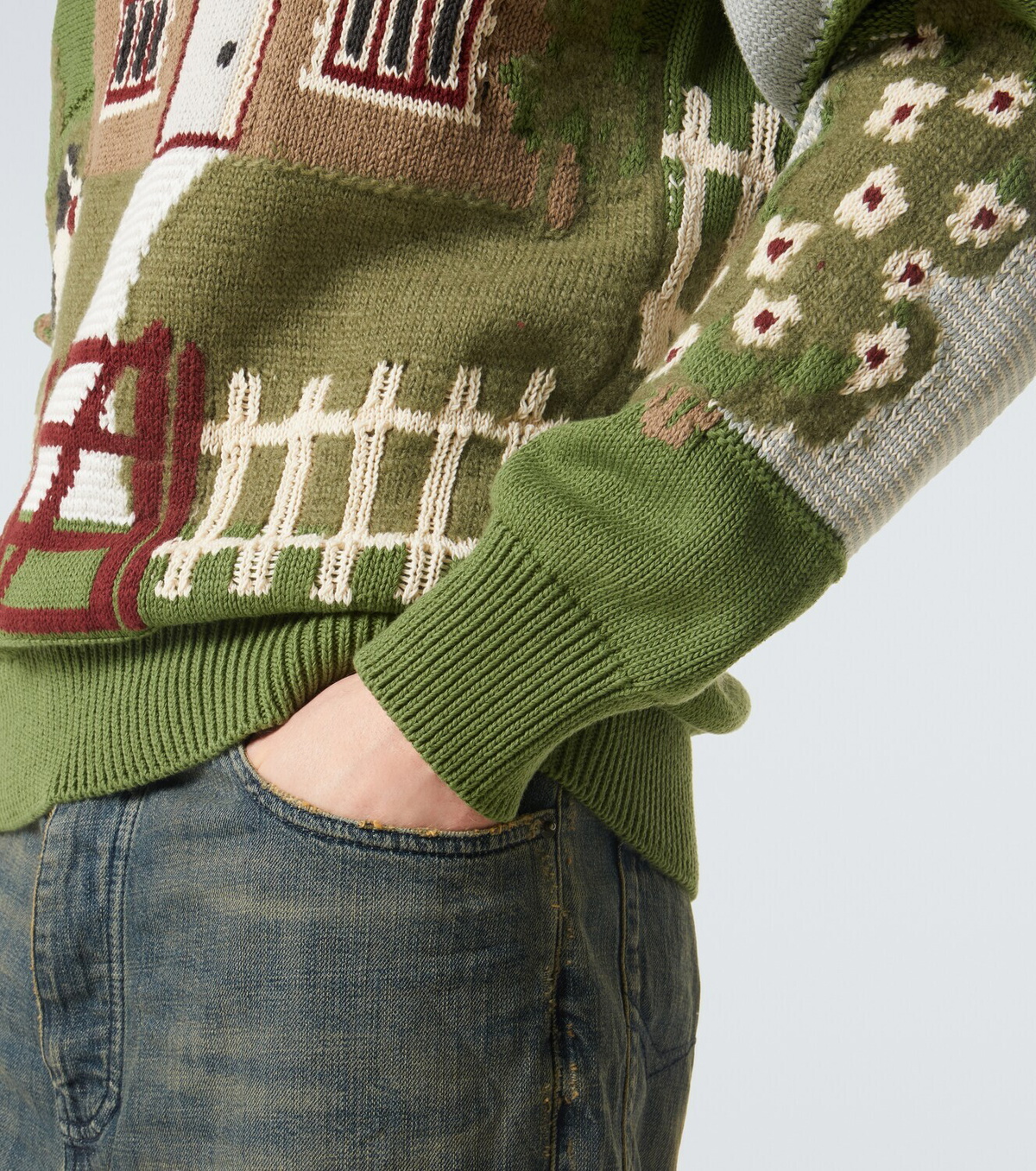 Junya Watanabe Intarsia cotton and wool sweater