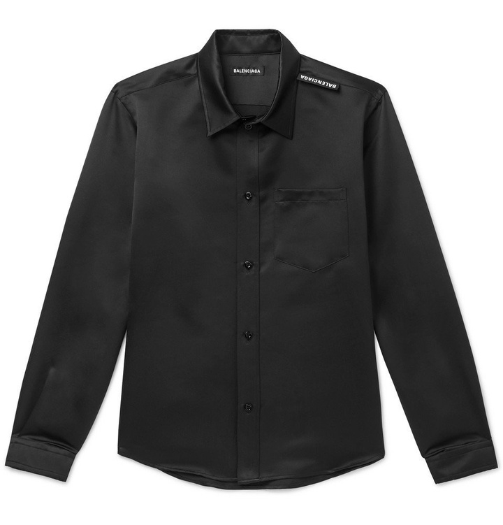 Photo: Balenciaga - Slim-Fit Satin Shirt - Black