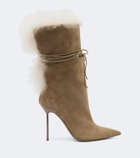 Paris Texas Lidia shearling-trimmed suede ankle boots
