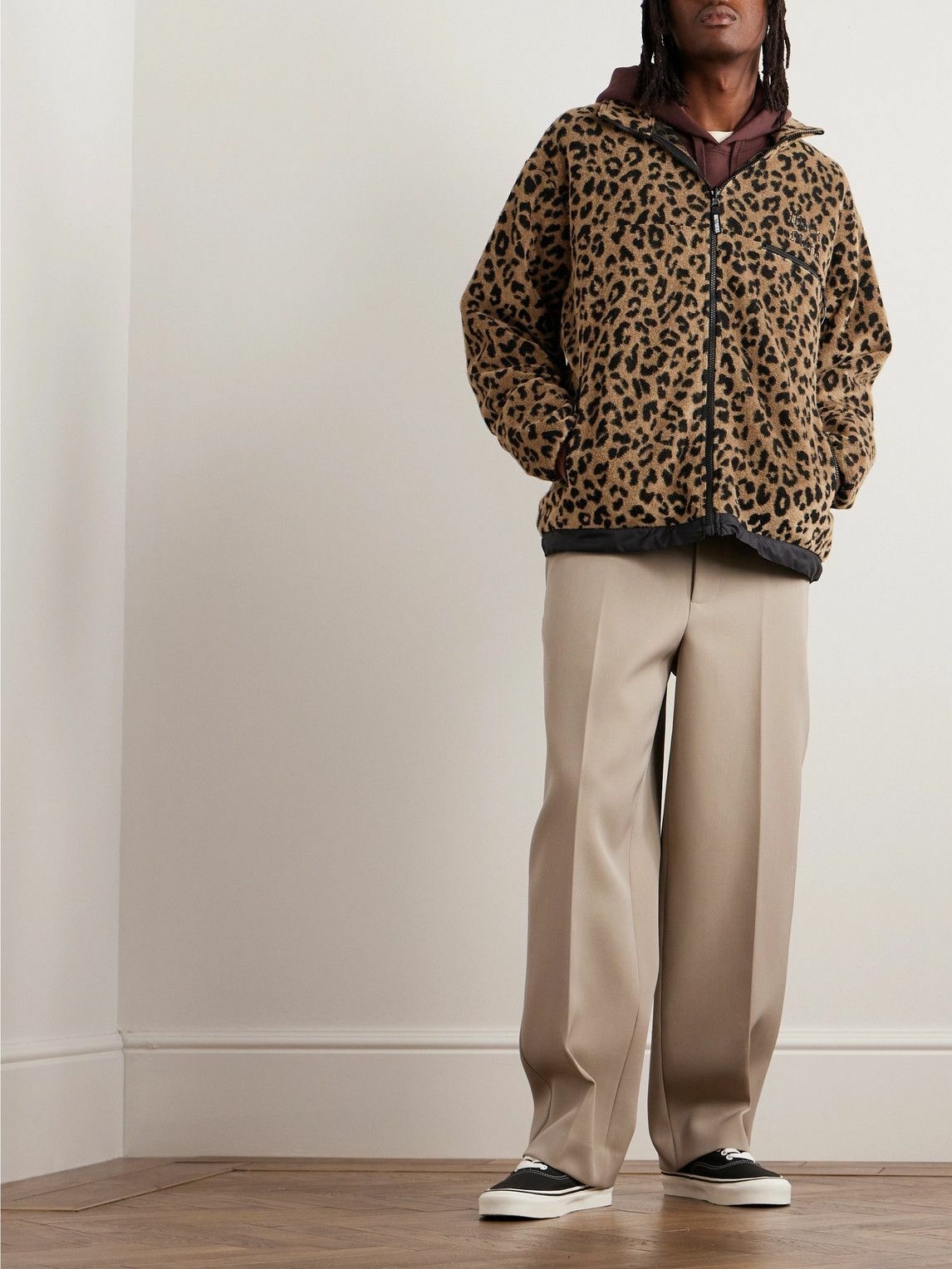 Wacko Maria - Logo-Embroidered Leopard-Print Fleece Jacket 
