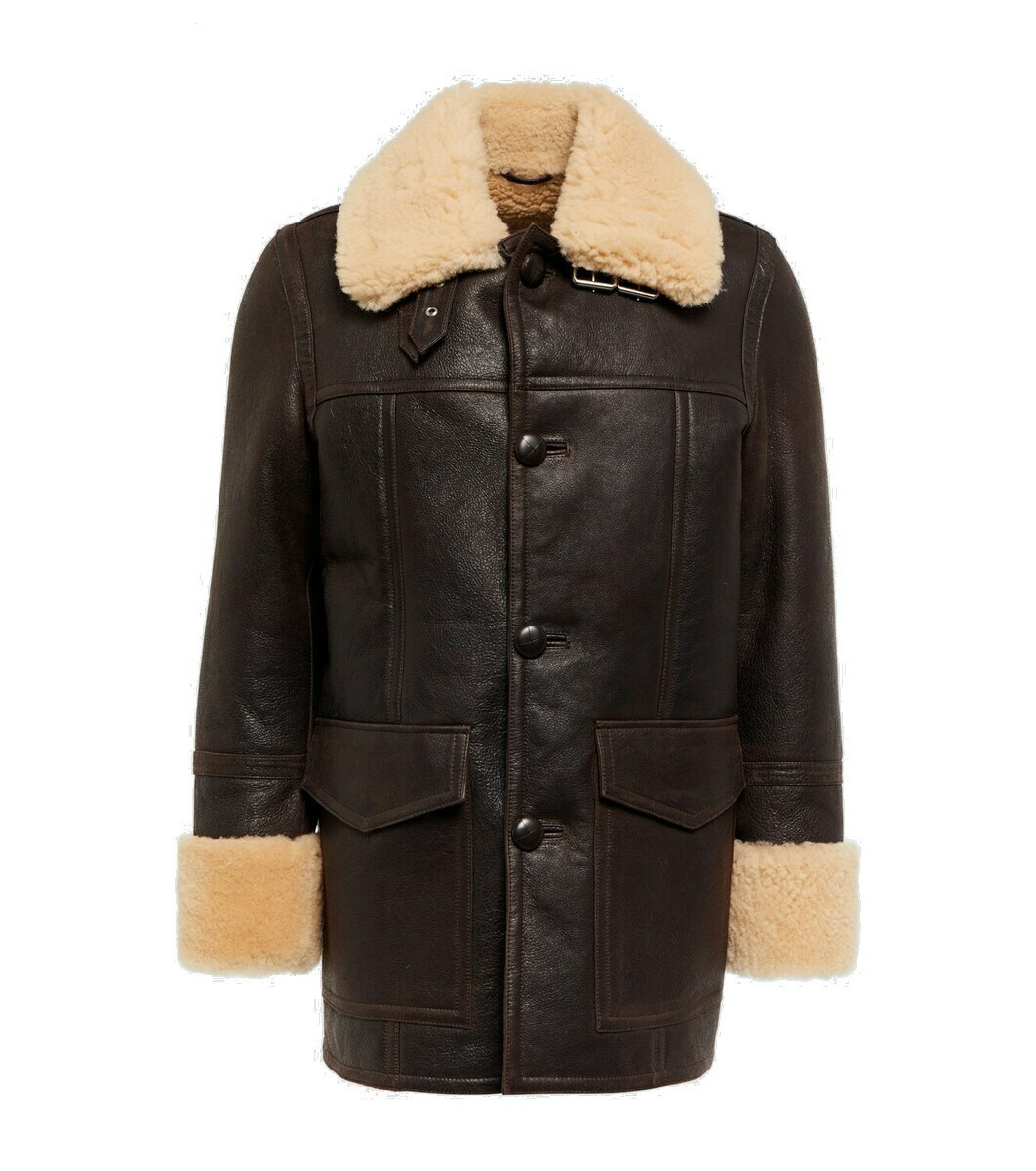 Photo: Ami Paris Shearling-trimmed leather jacket