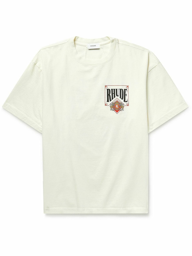 Photo: Rhude - Card Logo-Print Cotton-Jersey T-Shirt - White