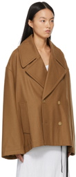 Hed Mayner Tan Wool Cropped Peacoat
