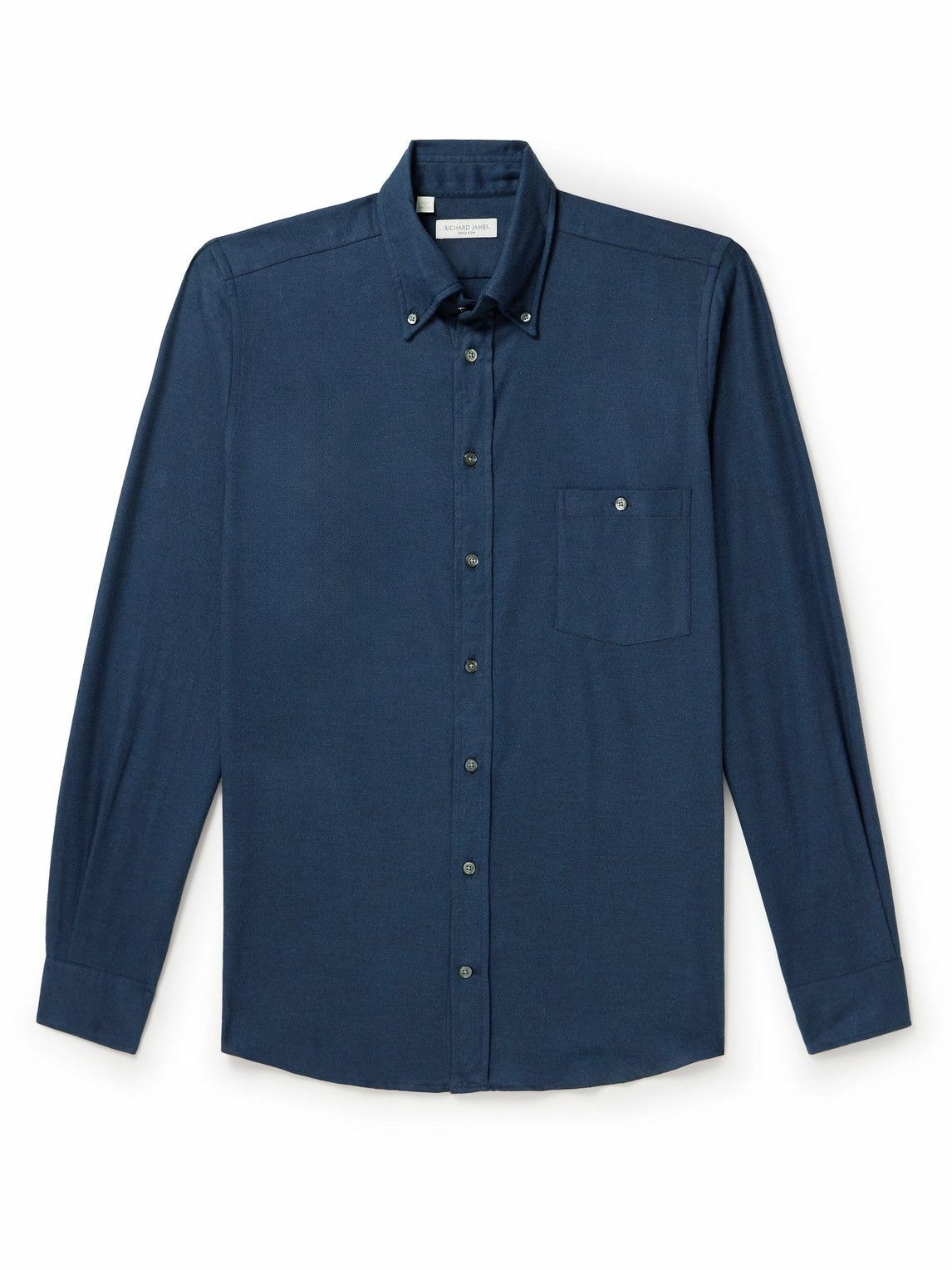 Photo: Richard James - Button-Down Collar Cotton-Flannel Shirt - Blue
