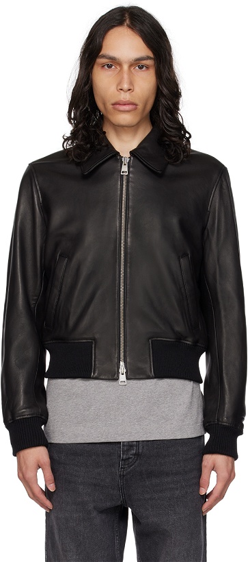 Photo: AMI Alexandre Mattiussi Black Zipped Leather Jacket