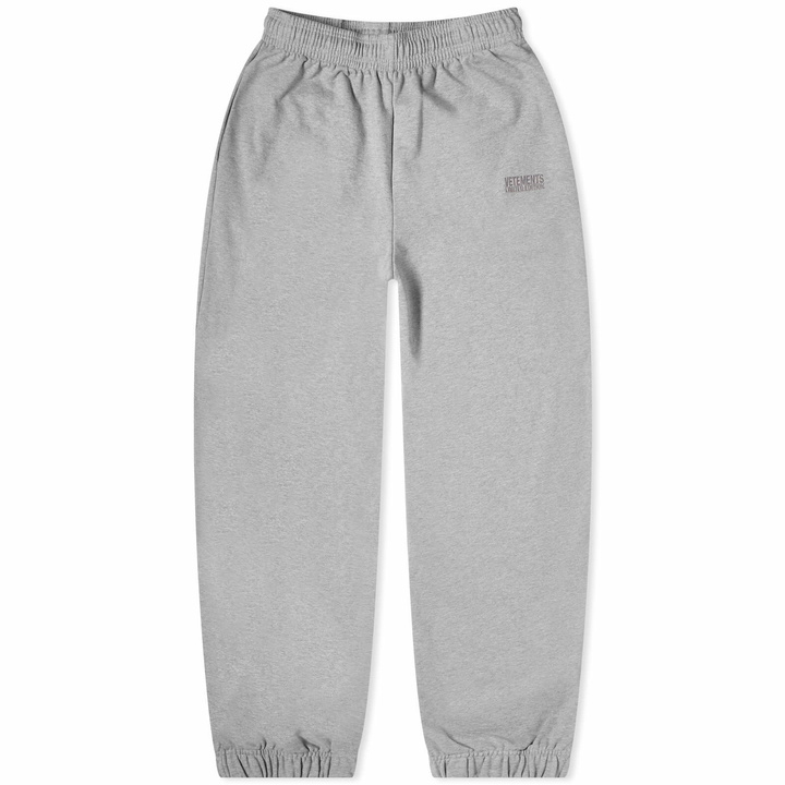 Photo: Vetements Women's Embroidered Logo Sweatpants in Grey Melange