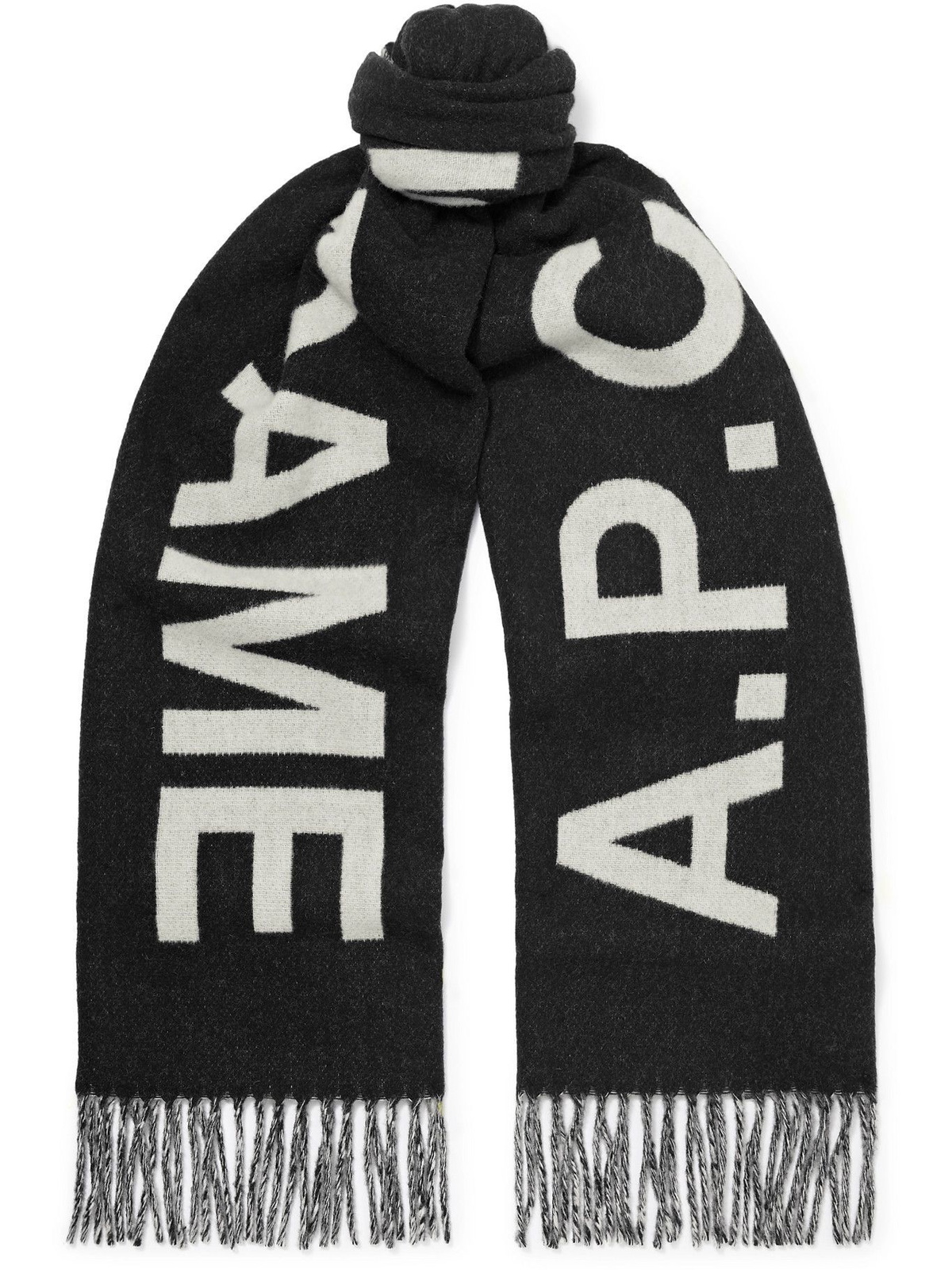 Fringed Logo-Jacquard Virgin Wool Scarf