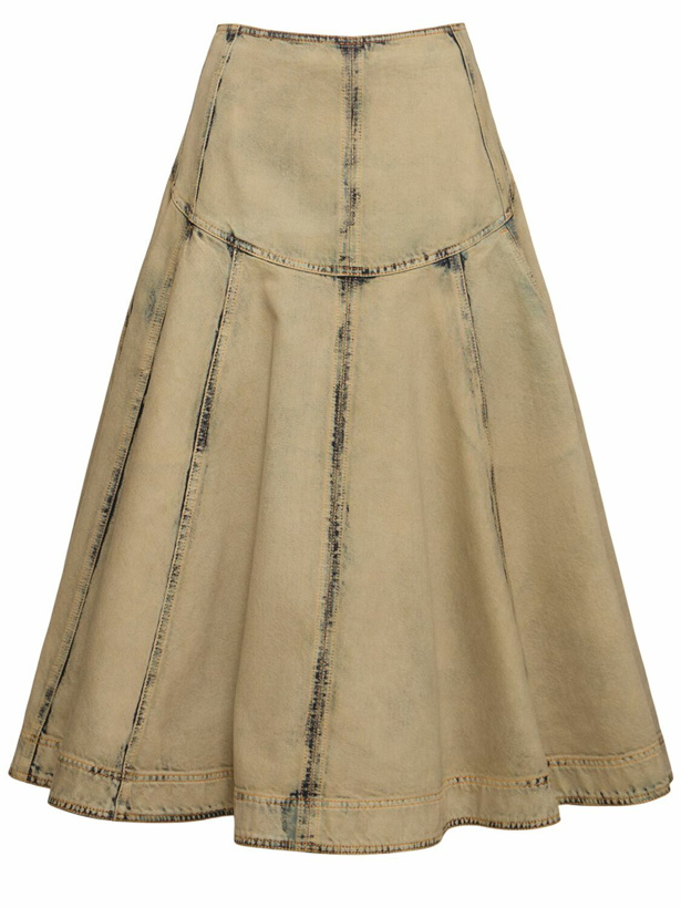 Photo: FERRAGAMO Cotton Blend Denim Midi Skirt