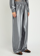 Alexanderwang.t Relaxed Logo-embroidered Satin Track Pants Silver