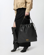 Pinko Large Soft Square Leather Bag Black Antique Gold