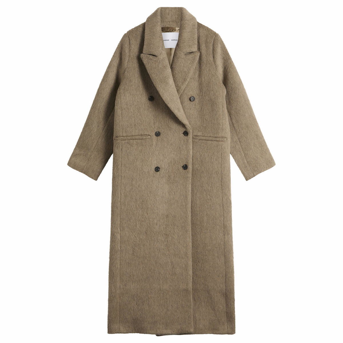 Samsøe Samsøe Women's Sajilla Hairy Wool Coat in Pale Fossil Melane