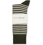 Oliver Spencer Loungewear - Striped Stretch Cotton-Blend Socks - Green