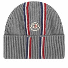 Moncler Men's Tricolour Beanie in Grey