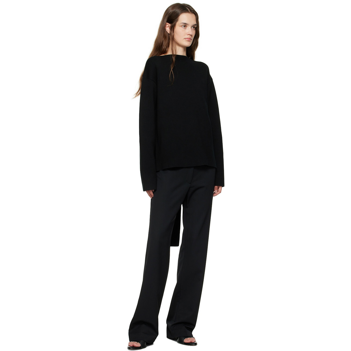 St. Agni Black Milano Knit Scarf Sweater