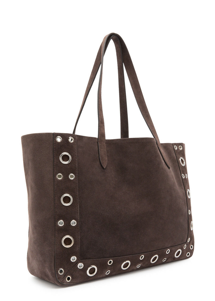 Valentino Nellcôte Studded Suede Tote - Dark Brown - One Size