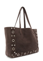 Valentino Nellcôte Studded Suede Tote - Dark Brown - One Size