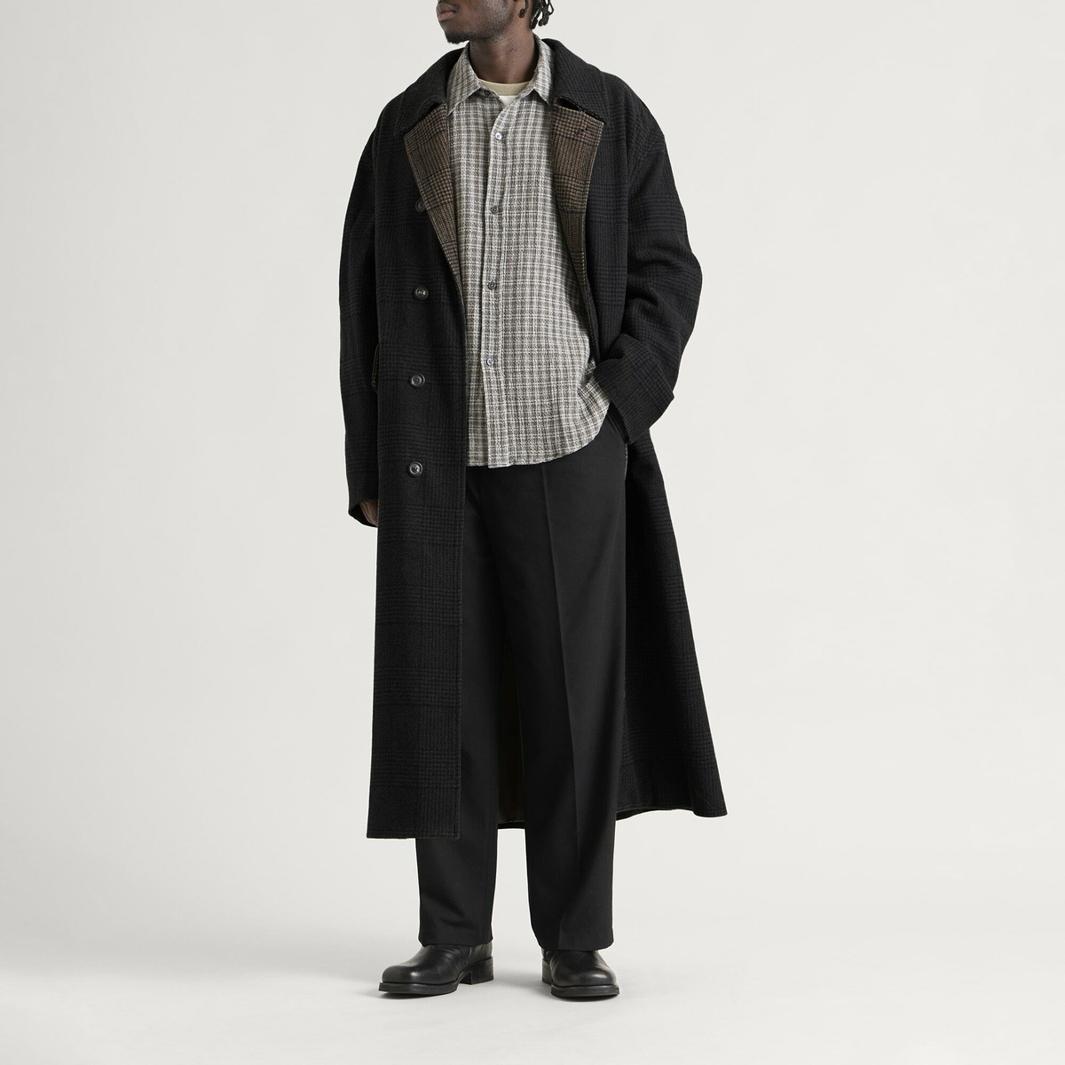 Our Legacy Men's Check Tempered Wool Collapse Carcoat in Bishop
