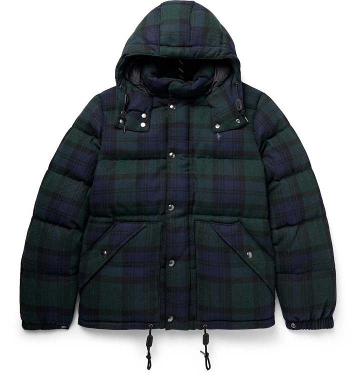 Photo: POLO RALPH LAUREN - Black Watch Boulder Checked Quilted Wool-Blend Flannel Down Hooded Jacket - Blue