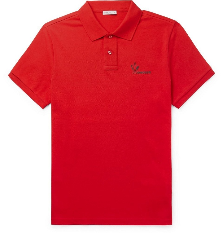 Photo: Moncler - Slim-Fit Cotton-Piqué Polo Shirt - Red