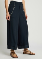High Freeway Wide-leg Stretch-twill Trousers Navy