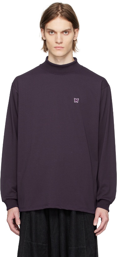 Photo: NEEDLES Purple Mock Neck Long Sleeve T-Shirt