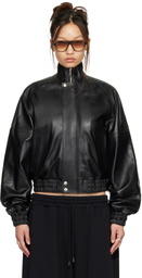LU'U DAN Black Blouson Leather Jacket