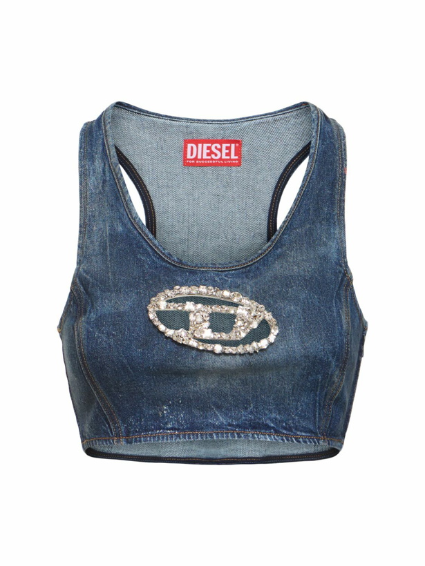 Photo: DIESEL Embellished Cotton Blend Logo Top