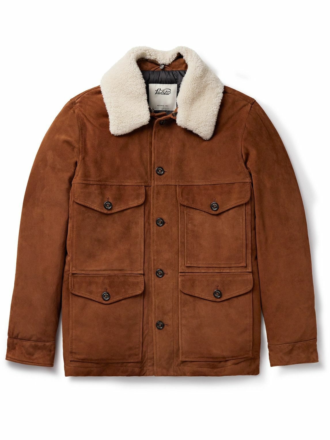Photo: Valstar - Montana Shearling-Trimmed Padded Suede Down Jacket - Brown