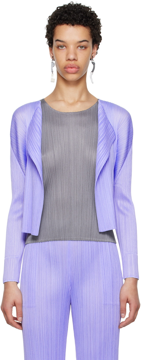 Pleats Please Issey Miyake Blue Monthly Colors May Cardigan Pleats