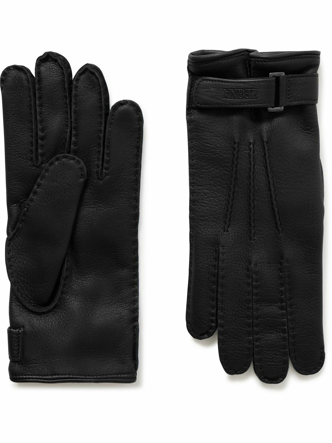 Zegna - Cashmere-Lined Leather Gloves - Black Zegna