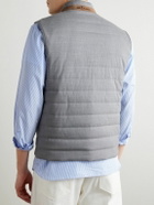 Kiton - Slim-Fit Suede-Trimmed Quilted Wool-Blend Gilet - Gray
