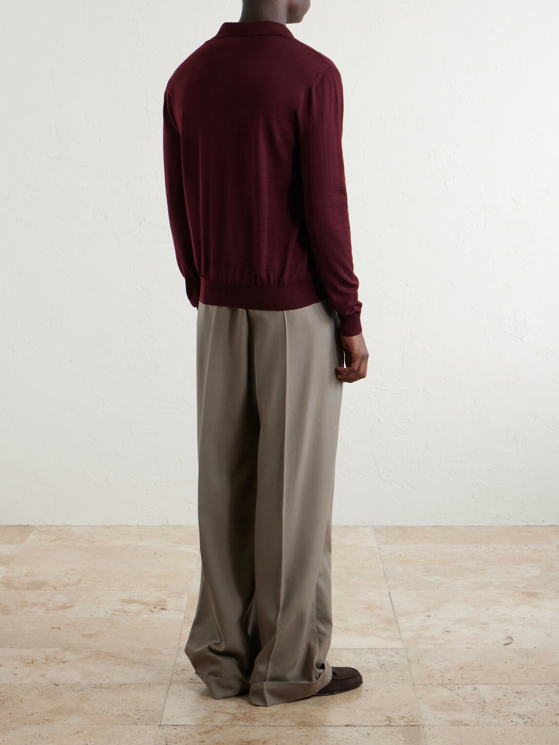 Valentino Garavani - Logo-Embroidered Virgin Wool Polo Shirt - Burgundy