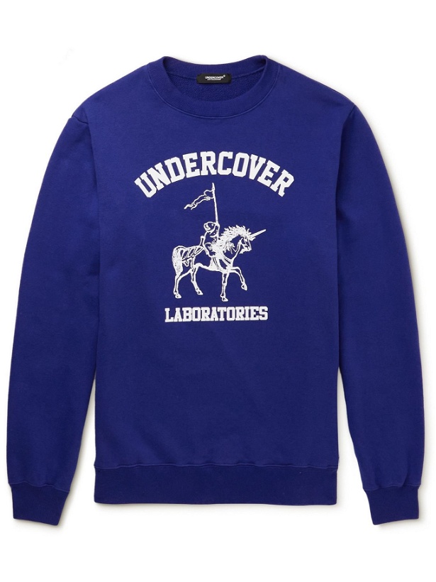 Photo: UNDERCOVER MADSTORE - Logo-Print Cotton-Jersey T-Shirt - Blue