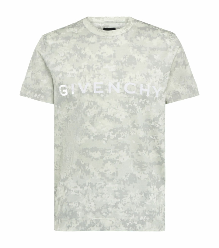 Photo: Givenchy - Pixelated logo-print cotton T-shirt