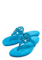 Tory Burch Miller Logo Suede Thong Sandals Blue